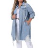 Agnes Orinda Women's Plus Size Classic Distressed Fray Hem Trucker Denim Jean Jackets - 2 of 4
