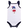 Hudson Baby Infant Girl Cotton Sleeveless Bodysuits 5pk, Shining Stars Stripes - image 2 of 4