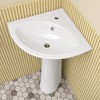23 in. W x 19 in. D Vitreous China U-Shaped Vessel Sink with Single Faucet Hole Pedestal Combo Bathroom Sink in White - 3 of 4