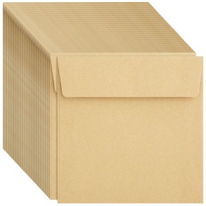 Juvale 100-Pack Square Envelopes for Invitations, Announcements, Weddings, 120GSM, Kraft Paper Brown, 5.5" x 5.5" - 1 of 4