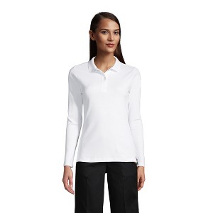 Lands' End School Uniform Women's Long Sleeve Feminine Fit Interlock Polo Shirt - 1 of 2
