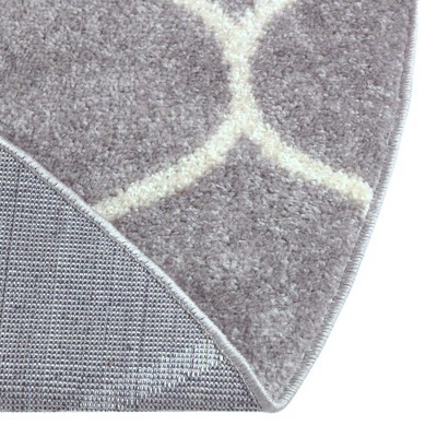 7' Round Light Gray/Ivory Trellis Synthetic Area Rug