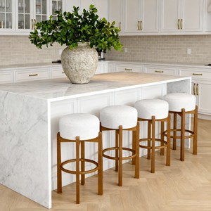 30" Wooden Bar Stools Set, Upholstered Barstool with Rubberwood Frame for Kitchen Island or Home Bars-3irtyhousy - 1 of 4