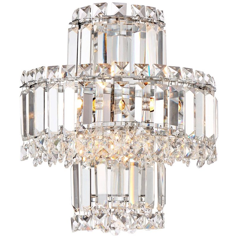 Vienna Full Spectrum Magnificence Modern Wall Light Sconces Set of 2 Chrome Hardwire 11 1/2" 4-Light LED Fixture Clear Crystal for Bedroom Bathroom, 5 of 10