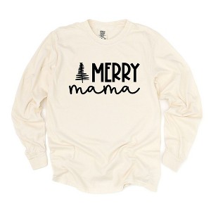 Simply Sage Market Women's Merry Mama Tree Long Sleeve Garment Dyed Tee - 1 of 3