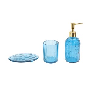 Unique Bargains Reusable Vertical Stripes Bathroom Accessories Kit 1 Set - 1 of 4