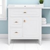 30" Bathroom Vanity with Sink, Freestanding White Cabinet with Flip Drawer, Solid Wood Frame, Ceramic Top, Adjustable Shelf - 2 of 4