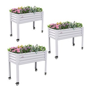 Anybear Galvanized Raised Garden Bed with Legs,48x24x35" Elevated Planter Box on Wheels with Drainage Holes, 600lb Capacity - 1 of 4