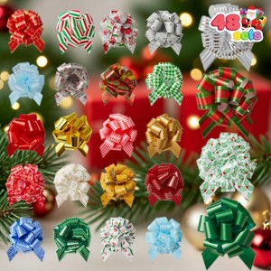 Joyfy Christmas Wrap Ribbon Pull Bows, 5” Wide Gift Wrapping Accessory Gift Tags for Presents Wrapping, Boxing Day Holiday Xmas Decorations - 1 of 4