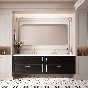 Rectangular Framed Tempered Glass Wall-Mounted Bathroom Vanity Mirror - 1 of 4