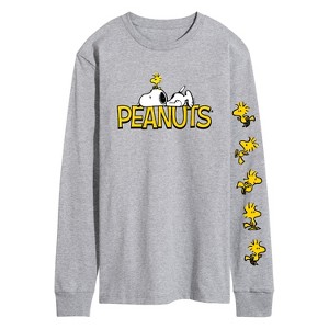 Men's - Peanuts - Logo Snoopy And Woodstock Long Sleeve Graphic T-Shirt - 1 of 3