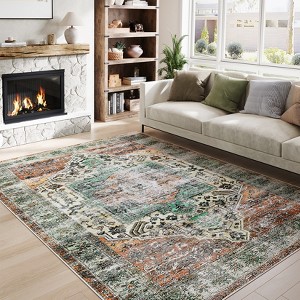 Vintage Rug Washable Rug Indoor Soft Faux Wool Living Room Rug - 1 of 4