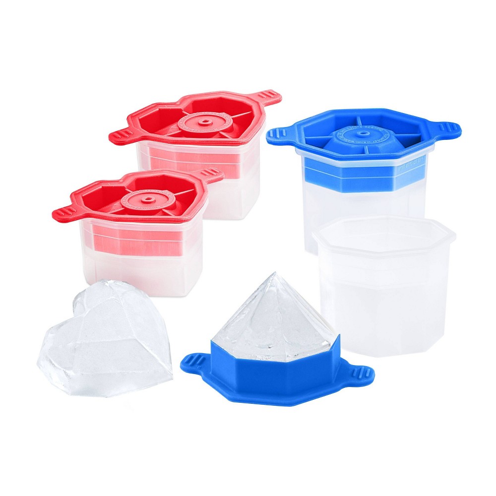 Photos - Barware Tovolo Set of 4 Celebration Ice Molds: Silicone & Plastic, Clear, Dishwasher-Safe, Ice Tray, 3 Volume Capacity per Cavity