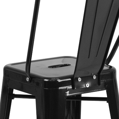 Emma and Oliver 24" Black Metal Indoor-Outdoor Counter Height Stools, Set of 4
