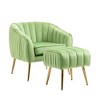 Velvet Accent Chair, Modern Barrel Chair With Ottoman, Arm Pub Chair For Living Room/Bedroom/Nail Salon, Golden Finished Velvet Decorative Chairs - 2 of 4