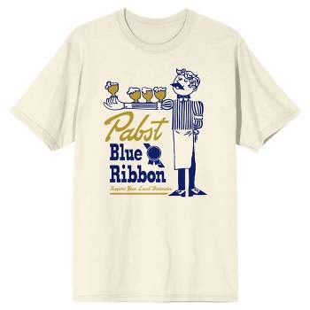 Pabst Blue Ribbon Bartender With Beer Men's Natural Ground T-shirt