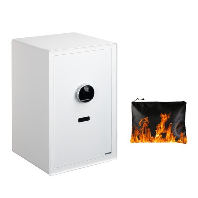 JUJABU 23.6" Mobile Security Safes with Fingerprint Lock, Alarm & Vibration Sensor, and Fireproof Document Bag, for Home or Office