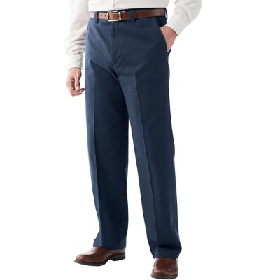 Kingsize Men's Big & Tall Relaxed Fit Wrinkle-free Expandable Waist Plain  Front Pants - Big - 66 38, Navy Blue : Target