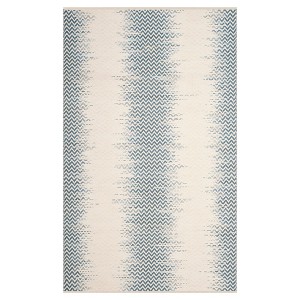 Blue/Ivory Abstract Hooked Area Rug - (5