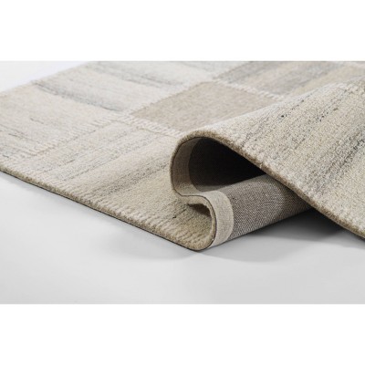 Handmade Tufted Gray Wool and Viscose Rectangular Rug