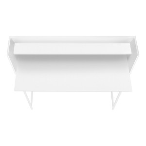 Vynxaria 48" White Laminate White Metal Computer Desk Modern Home Office Workstation with Storage Shelves - 1 of 4