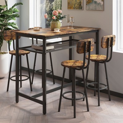 PAGED Modern 5PC Dining Table with 1 Bar Table and 4 Bar Stools, Counter Stools Set for Dining Room