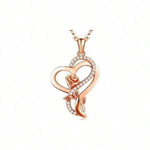 Birthday Gifts for Women, Heart Rose Necklaces, for Mom, Girlfriend, Wife. - 1 of 4