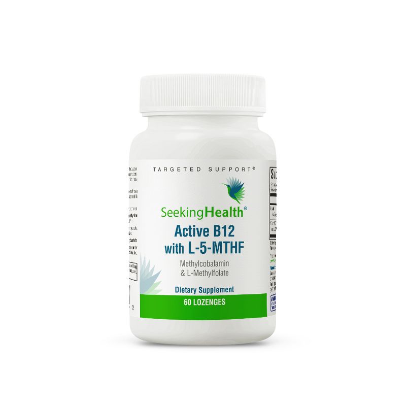 Seeking Health Active B12 with L-5-MTHF, 60 Lozenges, Vitamin B12 Supplement, Vegan- and Vegetarian-Friendly B12 Vitamin, MTHFR (60 Lozenges)*, 1 of 3