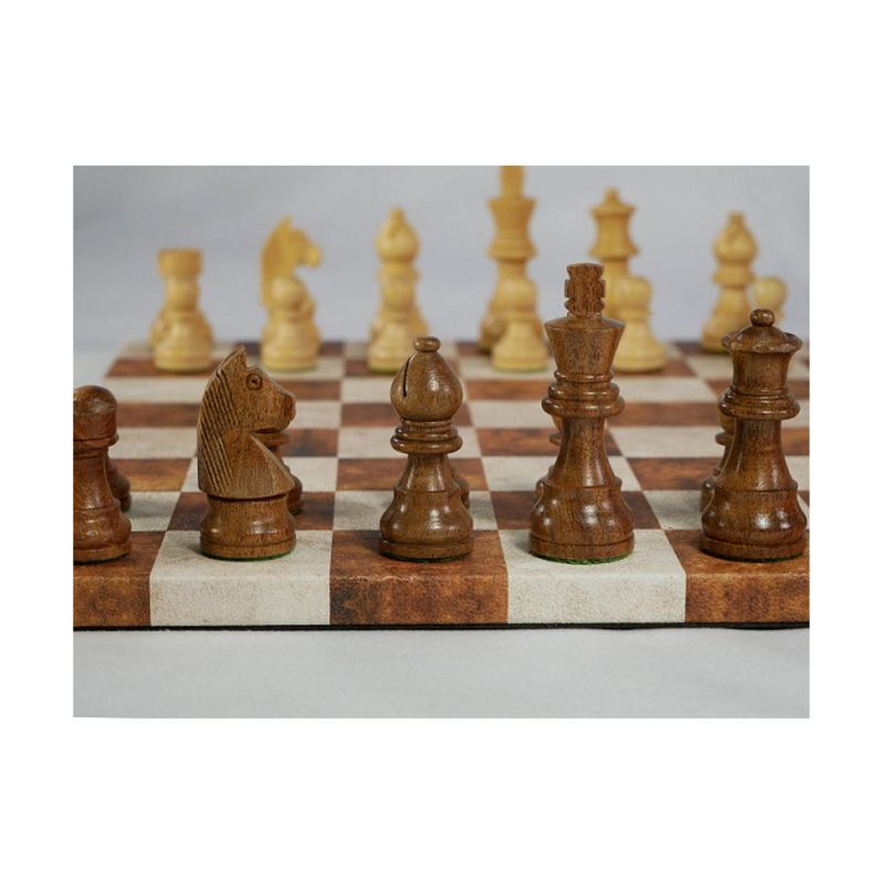 3" Sheesham/Boxwood German Knight on Caramel & Cream Leatherette Board Board Game, 3 of 4