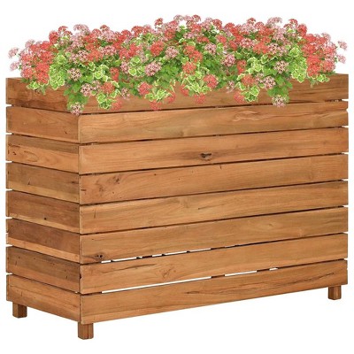 vidaXL Raised Bed Natural Wood Recycled Teak Wood and Steel Medium