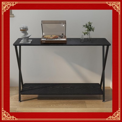 Garvee Narrow Console Table, 2-Tier Farmhouse Sofa Table with Shelves, 33.5 Inch Long Hallway Table, Behind Couch Table