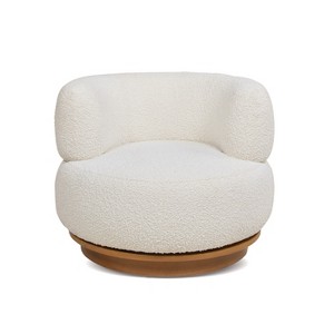 Jennifer Taylor Home Fuji 360 Swivel Low Barrel Back Accent Chair, Ivory White Boucle - 1 of 4