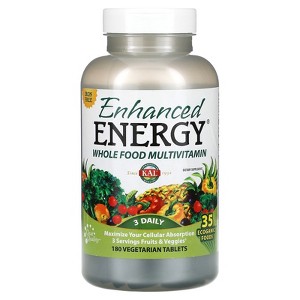 KAL Enhanced Energy, Whole Food Multivitamin, Iron Free, 180 Vegetarian Tablets - 1 of 3