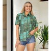 LA LEELA Women's Casual Beach Summer Hawaiian Blouses Shirt T-Shirt Blouse Short Sleeve Button Up Dress Tee Shirts Tops for Women - 2 of 4