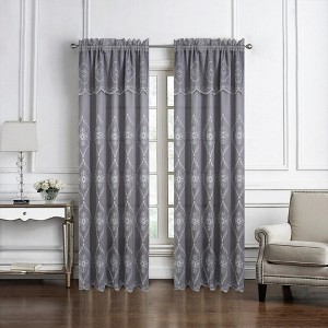 Oliva Gray Arcadia Embroidered Panel - 54x90" Silver - 1 of 4