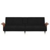 vidaXL Modern Black Velvet Sofa Bed with Cup Holders, Durable Plywood and Metal Frame, Foam-Filled for Comfort, Compliant with Prop 65 - 3 of 4
