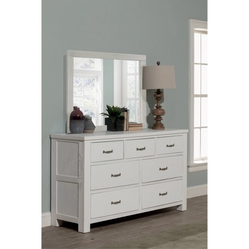 Highlands 7 Drawer Dresser With Mirror, White Dresser Mirror Set