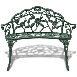vidaXL Garden Bench Green Cast Aluminum, Cast Iron 39.4 in Durable - Green - 1 of 4