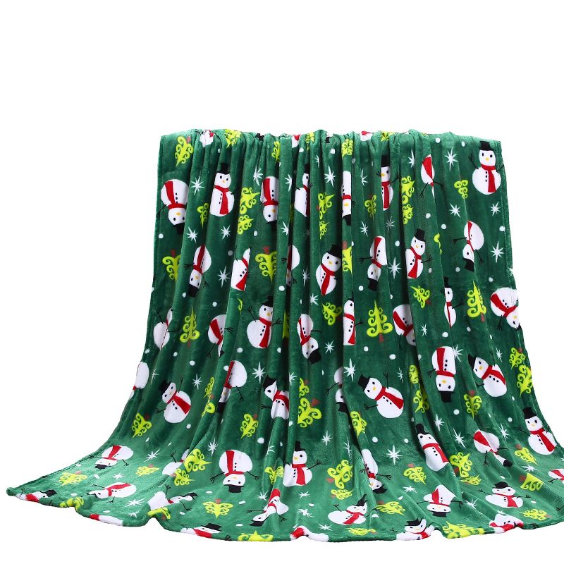 Kate Aurora Ultra Soft & Cozy Christmas Green Santa Plush Accent Throw Blanket - 50 in. W x 60 in. L, 2 of 3