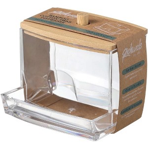 J&V TEXTILES 10oz Qtip Holder Dispenser with Bamboo Lids, Big Clear Bathroom Organizer Accessories Decor for Storage-Qtips Cotton Ball Holder (3-Pack) - 1 of 4
