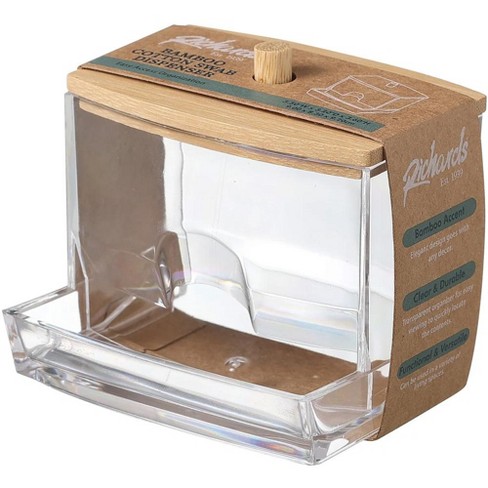J&v Textiles 10oz Qtip Holder Dispenser With Bamboo Lids, Big Clear ...