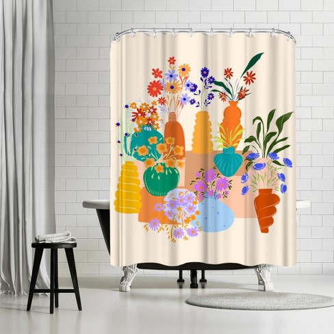 Colourful shop shower curtain