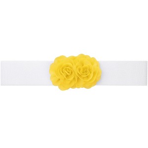 INSPIRE CHIC Women's Large Chiffon Rose Double-Flower Elastic Stretch Wide Corset Waist Belt 1 Pc - 1 of 4