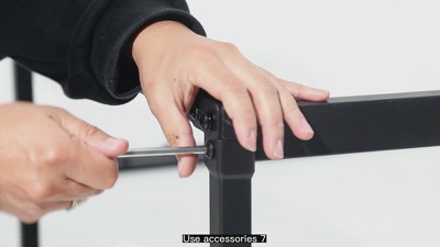 Full Black Metal Platform Bed Frame with Storage and Slats