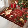 Lomsoe Santa Claus and Christmas Tree Pattern Welcome Mat - "Merry Christmas" Text, Machine Washable, Festive Holly Berry,Christmas Welcome. - 2 of 4