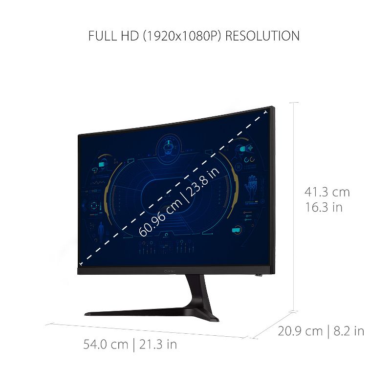 ViewSonic VX2418C 24 Inch 1080p 1ms 165Hz Curved Gaming Monitor with AMD FreeSync Premium, Eye Care, HDMI and DisplayPort, 6 of 9