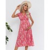 Coolmee Women Summer Boho Floral Casual V Neck Small Flying Sleeve A-Line Maternity Ruffled Midi Dress - 2 of 4