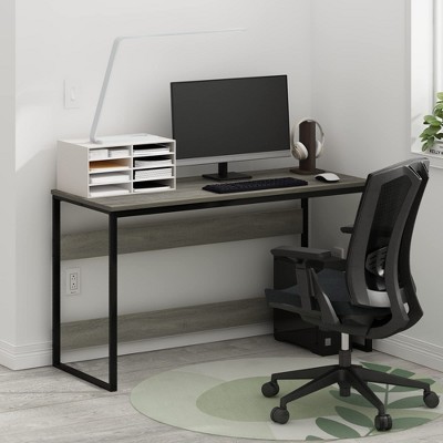 Furinno Modern 52" Wide Computer Desk Metal Frame Writing Study Laptop Table Home Office Workstation,French Oak Grey