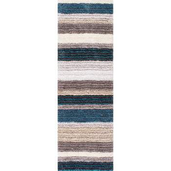 2'6"x6' Drey Ombre Shag Runner Rug Turquoise - nuLOOM