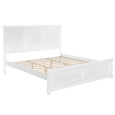 KIGFTSOD King Size Bed with Tall Headboard & Footboard, Pinewood Bed with Strengthened Bed Frame